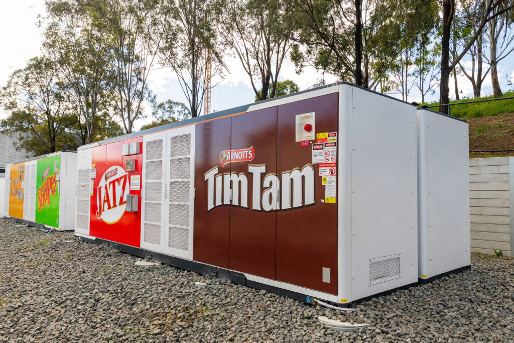 Image of the Arnott's Huntingwood battery energy storage system that was designed, developed and is now operated by CleanPeak Energy