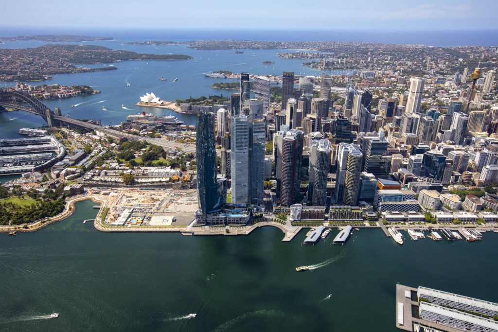 Aerial view of Barangaroo and Sydney Harbour