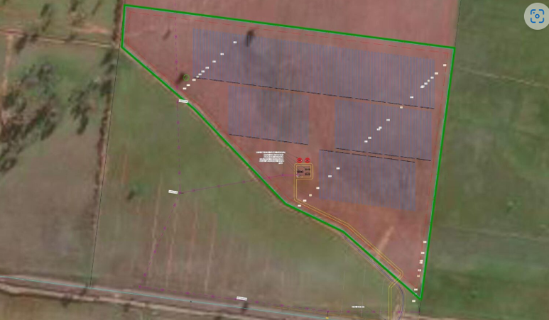 Satellite image of site with overlay of planned design