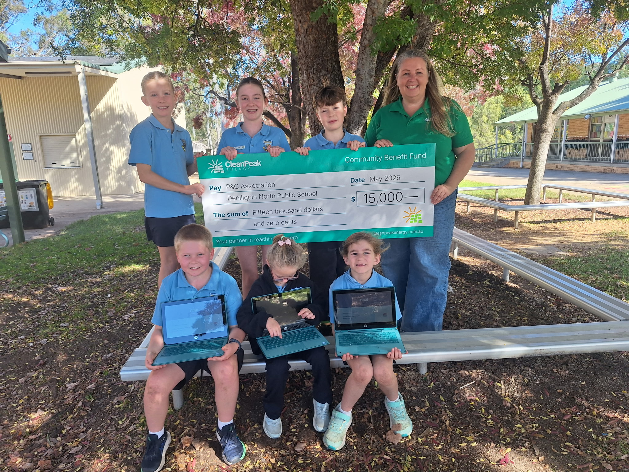 Donation cheque for school laptops