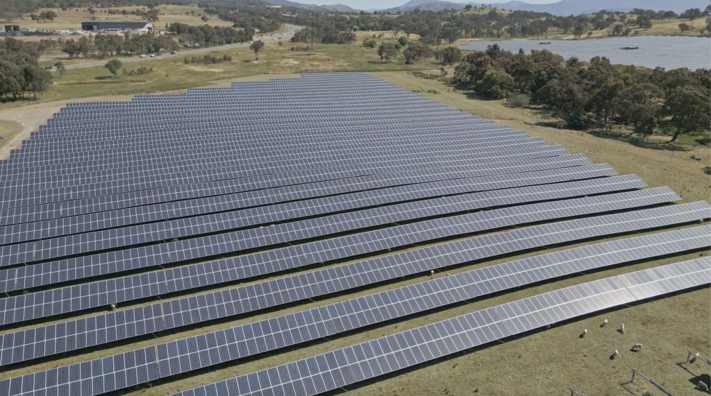 Drone view of solar farm